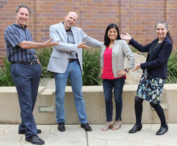 ICS Dean Prof. Marios Papaefthymiou, Informatics Chair Prof. André van der Hoek, Alumna Dr. Rosalva Gallardo Valencia, and ISR Assistant Director Debra A. Brodbeck celebrate establishment of award.