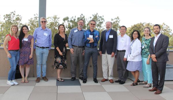 Alumni congregate at SuCSES with ISR Director Emeritus Prof. Richard Taylor. Left to right: Dr. Kristina Nasr, Google; Dr. Leyna Cotran, Lyft; Dr. Owen O’Malley, Cloudera; Kari Nies, UCI ISR; Dr. Eric Dashofy, The Aerospace Corp.; Prof. Nenad Medvidović, USC; Prof. Taylor; Prof. Youngjie Zheng, CSUSM; Dr. Hiroko Wilensky, Boeing; Debra Brodbeck, UCI ISR; and ISR DIrector Sam Malek.