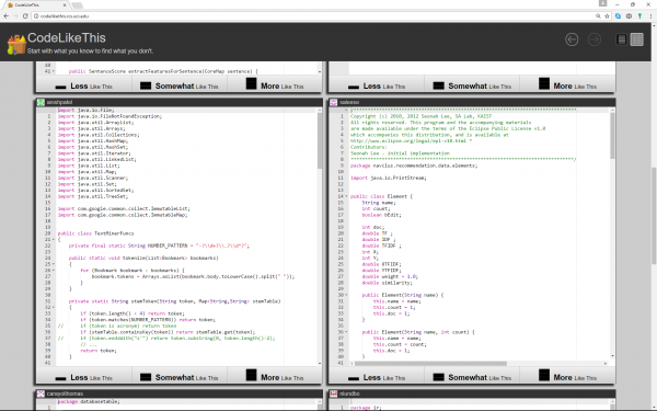 CodeLikeThis – searching for code by example.