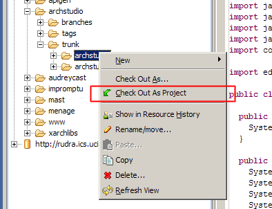Check out as project...