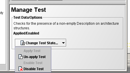 Test state button menu