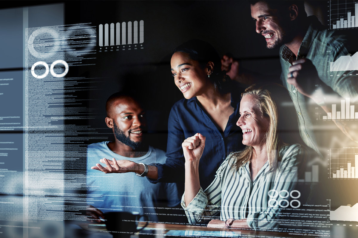 Group of happy developer